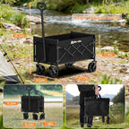Folding Wagon Cart with Wheels, 220lbs Utility Wagon Cart, Black in Black, alternate view 3
