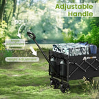 Folding Wagon Cart with Wheels, 220lbs Utility Wagon Cart, Black in Black, alternate view 6
