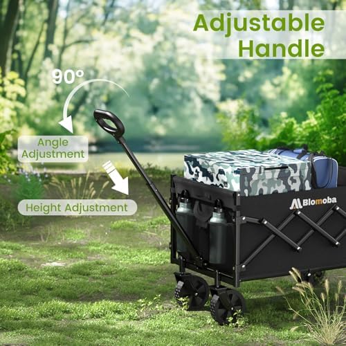 Folding Wagon Cart with Wheels, 220lbs Utility Wagon Cart, Black in Black, alternate view 6
