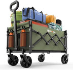 Folding Wagon Cart with Wheels, 220lbs Utility Wagon Cart, Green in Green