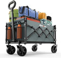 Folding Wagon Cart with Wheels, 220lbs Utility Wagon Cart, Grey in Grey