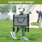 Folding Wagon Cart with Wheels, 220lbs Utility Wagon Cart, Grey in Grey, alternate view 3