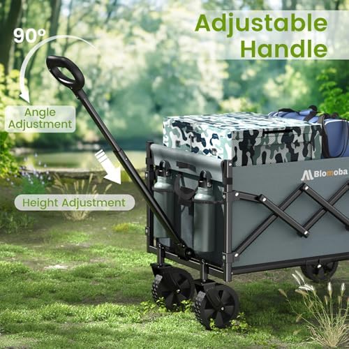 Folding Wagon Cart with Wheels, 220lbs Utility Wagon Cart, Grey in Grey, alternate view 5