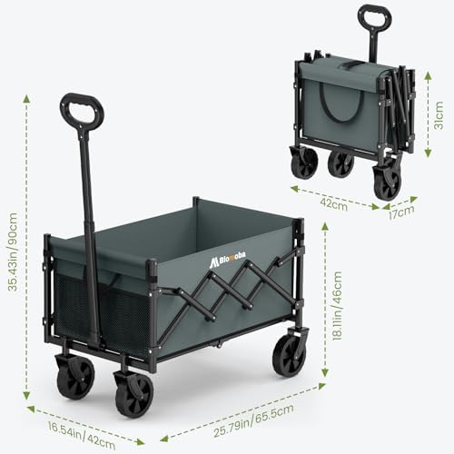 Folding Wagon Cart with Wheels, 220lbs Utility Wagon Cart, Grey in Grey, alternate view 7