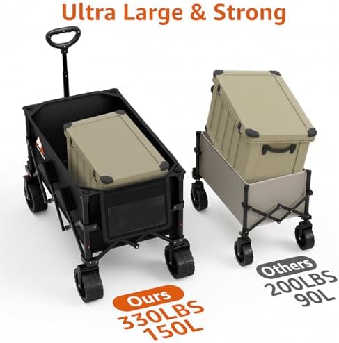 Folding Wagon Cart with Wheels Foldable - Collapsible Wagons Carts Heavy Duty, Fold Up Portable Utility Wagon, alternate view