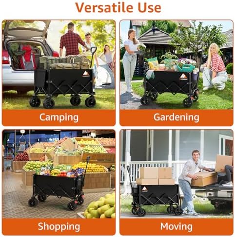 Folding Wagon Cart with Wheels Foldable - Collapsible Wagons Carts Heavy Duty, Fold Up Portable Utility Wagon, alternate view
