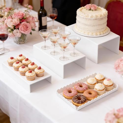 Food Display Stands, 4 PCS Acrylic Buffet Risers for Party Table, U-Shaped Tiered Acrylic Display Risers for, alternate view