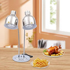 Food Heat Lamp Warmer Silver, 500W Double Bulbs Buffet Display Heating Preservation Light, Electric Portable, alternate view