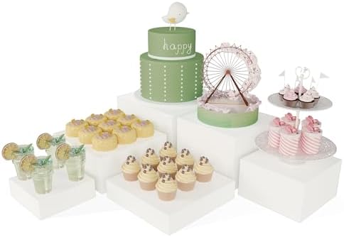 Food Risers for Buffet Table, Display Stand Shelf for Catering Dessert Collectibles Jewelry Figures Show, White