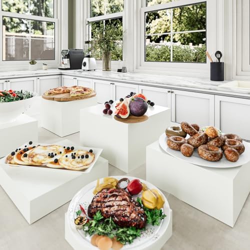 Food Risers for Buffet Table, Display Stand Shelf for Catering Dessert Collectibles Jewelry Figures Show, White, alternate