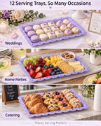Food Tray, 12 Pack Serving Tray Serving Platter Trays for Serving Food, Plastic Serving Trays Fruit Tray Large, alternate