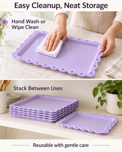 Food Tray, 12 Pack Serving Tray Serving Platter Trays for Serving Food, Plastic Serving Trays Fruit Tray Large, alternate