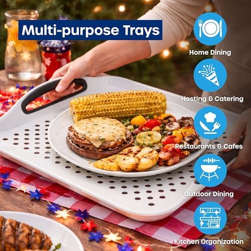 Food Trays for Eating on Couch - 2 Pack - Non Slip Dinner Trays for Eating Set of 2 Non Slip Serving Tray and, alternate view