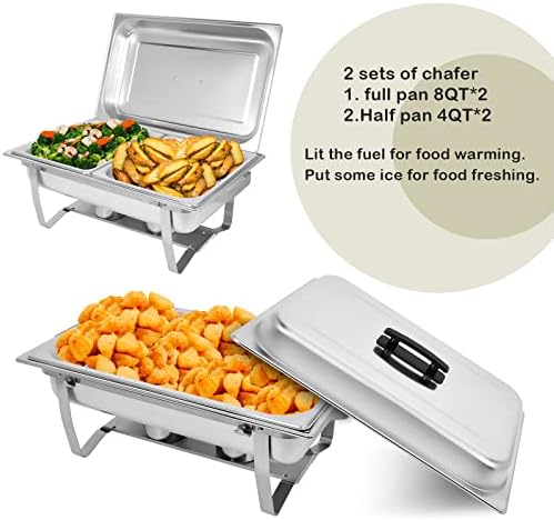 Food Warmers For Parties [2 Pack] 8QT Stainless Steel Chafing Dish Buffet Set, Party Wedding Event Warming Trays, alternate