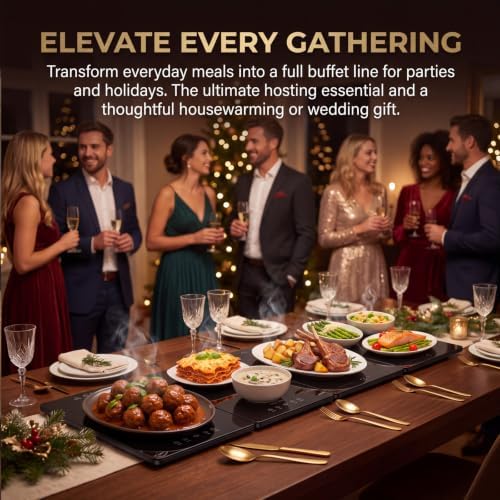 Food Warmers for Parties Buffet Electric Warming Tray(Black-611068) in Black, alternate view 2