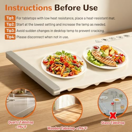 Food Warming Mat 35.4"x13.4", Fast Heating Warming Mat for Food, alternate view 5