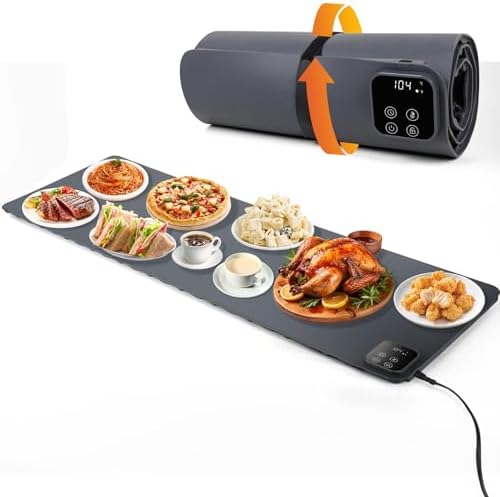 Food Warming Mat - 47.24''x15.75'' Food Warmer, 7-Temp Adjustable Fast Heating, Heat Meals/Keep Food Warm
