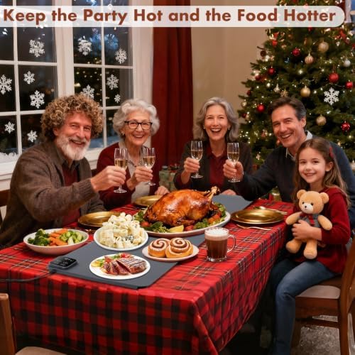 Food Warming Mat - 47.24''x15.75'' Food Warmer, 7-Temp Adjustable Fast Heating, Heat Meals/Keep Food Warm, alternate view 2