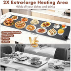 Food Warming Mat - 47.24''x15.75'' Food Warmer, 7-Temp Adjustable Fast Heating, Heat Meals/Keep Food Warm, alternate view 3