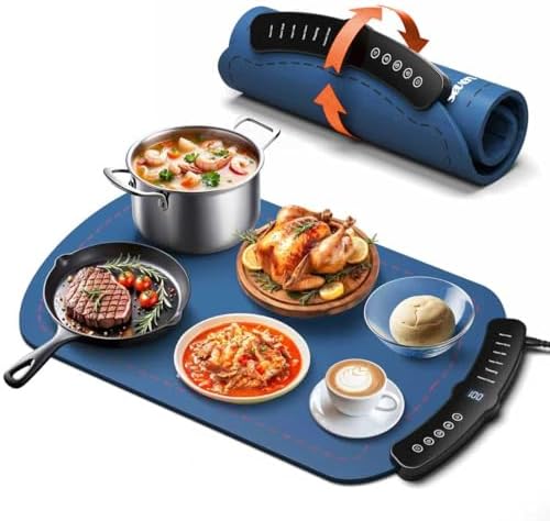 Food Warming Mat,7 Temp,4H Timer, Roll Heat Pad, Thermochromic Line