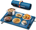 Food Warming Mat,7 Temp,4H Timer, Thermochromic Line, Kids Lock, Blue in Blue