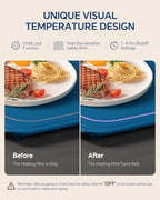 Food Warming Mat,7 Temp,4H Timer, Thermochromic Line, Kids Lock, Blue in Blue, alternate view 4
