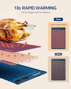 Food Warming Mat,7 Temp,4H Timer, Thermochromic Line, Kids Lock, Blue in Blue, alternate view 5