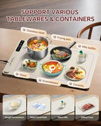 Food Warming Mat,7 Temp,4H Timer, Thermochromic Line, Kids Lock, White in White, alternate view 6