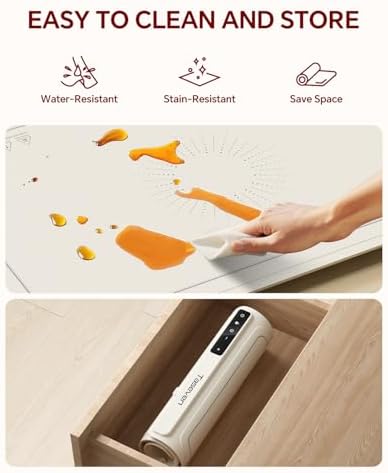Food Warming Mat,7 Temp,4H Timer, Thermochromic Line, Kids Lock, White in White, alternate view 7