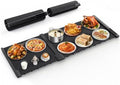 Food Warming Mat, 7 Temp & 6H Timer, Expandable, 2-Piece, 42"x16", Black in Black