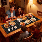 Food Warming Mat, 7 Temp & 6H Timer, Expandable, 2-Piece, 42"x16", Black in Black, alternate view 2