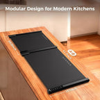 Food Warming Mat, 7 Temp & 6H Timer, Expandable, 2-Piece, 42"x16", Black in Black, alternate view 3