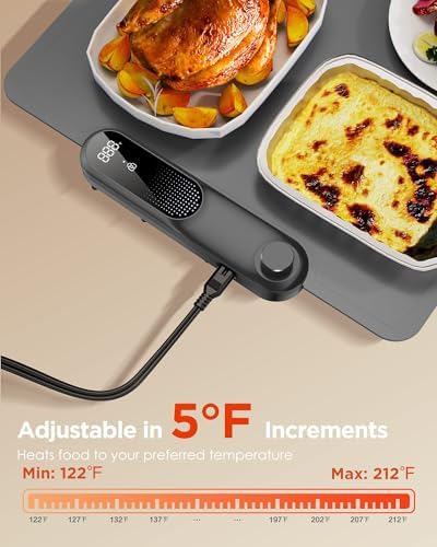 Food Warming Mat, Electric Warming Trays for Buffets Party, Fast Full-Surface Heating Mat for Food with 19 Level, alternate