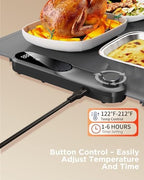 Food Warming Mat, Electric Warming Trays for Buffets Party, Fast Full-Surface Heating Mat for Food with 19 Level, alternate