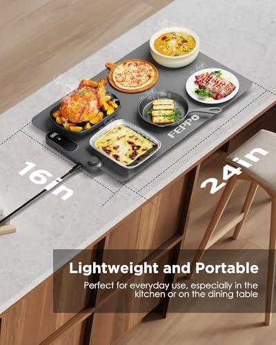 Food Warming Mat, Electric Warming Trays for Buffets Party, Fast Full-Surface Heating Mat for Food with 19 Level, alternate