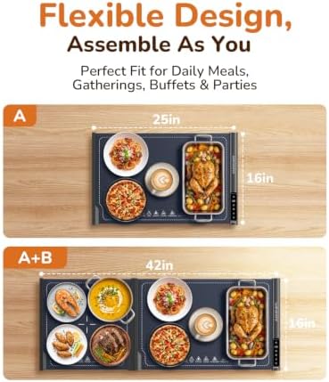 Food Warming Mat, Expandable 25"‐42" Electric Warming Tray, alternate view 2
