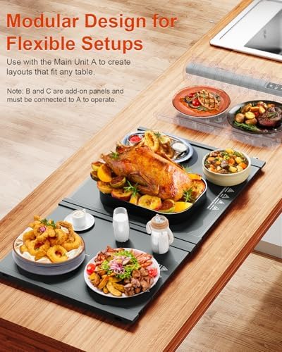 Food Warming Mat Extension Panels B+C for iTRUSOU Electric Warming Tray BWP01-A - Add-On Expandable Warming Mat, alternate
