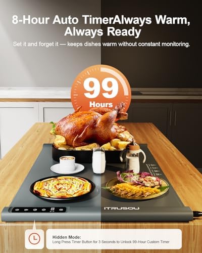 Food Warming Mat Extension Panels B+C for iTRUSOU Electric Warming Tray BWP01-A - Add-On Expandable Warming Mat, alternate