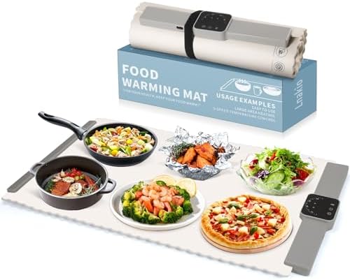 Food Warming Mat for Buffet, Electric Warming Tray, Silicone Heating Mat with 5 Temperature Levels& Auto