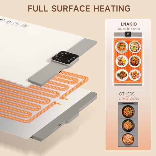 Food Warming Mat for Buffet, Electric Warming Tray, Silicone Heating Mat with 5 Temperature Levels& Auto, alternate view 4