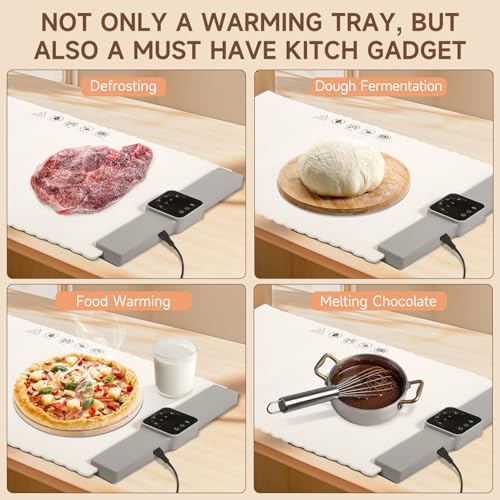 Food Warming Mat for Buffet, Electric Warming Tray, Silicone Heating Mat with 5 Temperature Levels& Auto, alternate view 6