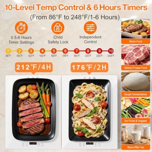 Food Warming Tray for Parties, 70"x15" Lage Electric Warming Trays for Food with 10 Temp & 6 Hours Timer, alternate view 4