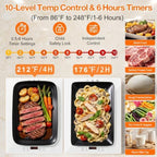 Food Warming Tray for Parties, 70"x15" Lage Electric Warming Trays for Food with 10 Temp & 6 Hours Timer, alternate view 4