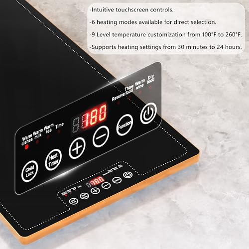 Food Warming Tray for Parties Buffet, 47"x14" Extra Large Warmer Mat with 9 Level Temperature, Thermostat and, alternate view