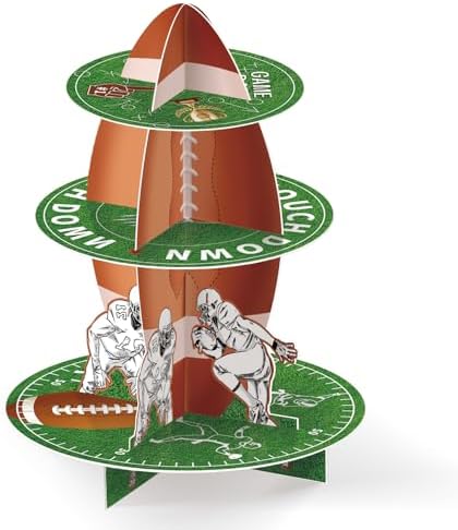 Football Cupcake Stand 3-Tier Dessert Tower Super Bowl Party Decoration Football Theme Cupcake Stand for Kids