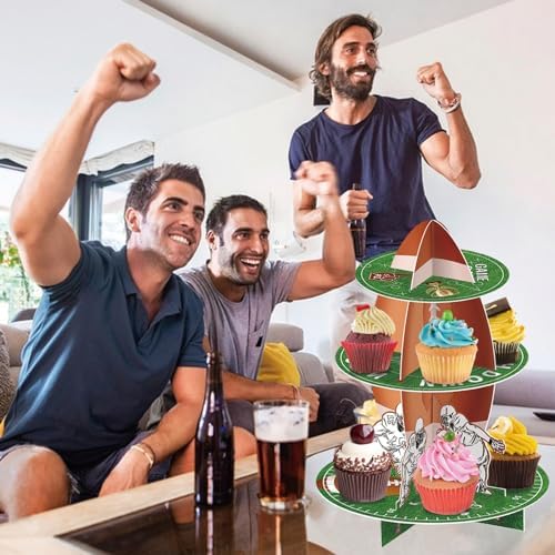 Football Cupcake Stand 3-Tier Dessert Tower Super Bowl Party Decoration Football Theme Cupcake Stand for Kids, alternate view