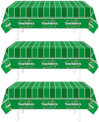 Football Party Decorations,3 Pack Football Tablecloth Disposable Plastic Tablecloth 54" X 108" Plastic Table