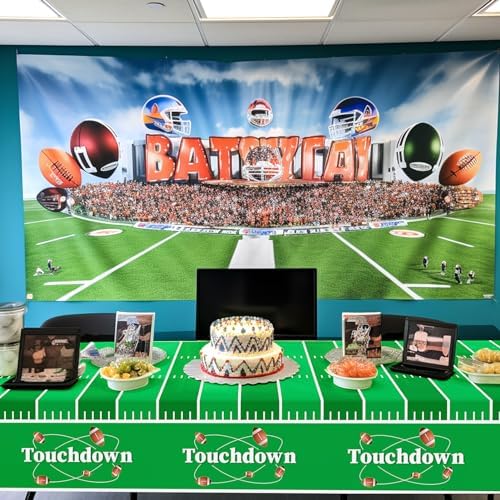 Football Party Decorations,3 Pack Football Tablecloth Disposable Plastic Tablecloth 54" X 108" Plastic Table, alternate view