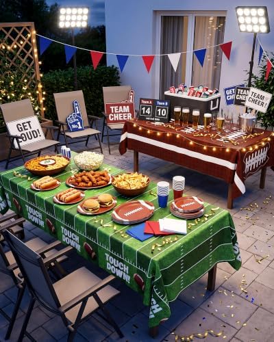 Football Plastic Table Cloth Disposable, 4 Pack, 54 x 108 in, alternate view 2