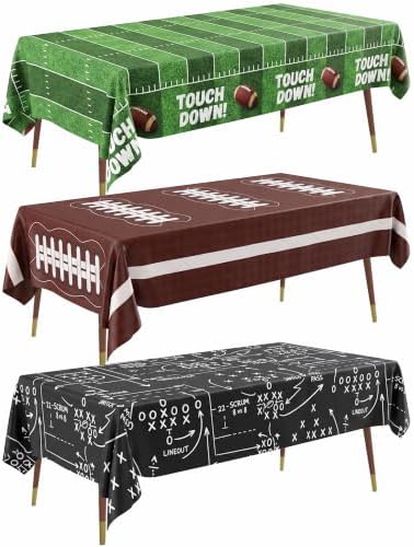 Football Plastic Table Cloth Disposable 54x108 3 Pack Table Cover